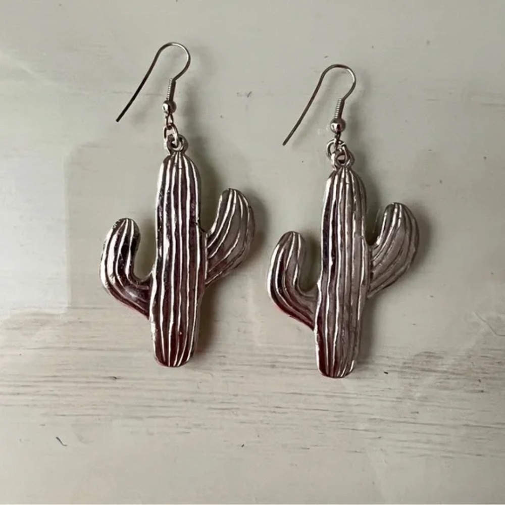 Silver cactus earrings